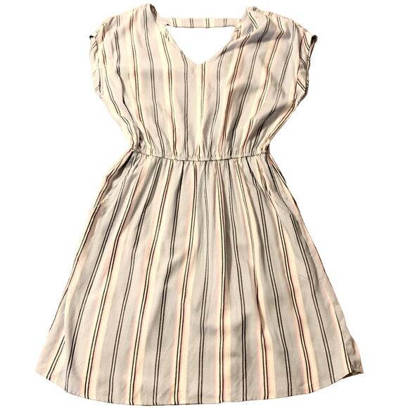 Pink Rose Blue Hydra Stripe Blouson Mini Dress Medium Spring Pastel Bar Back NWT - Picture 3 of 14